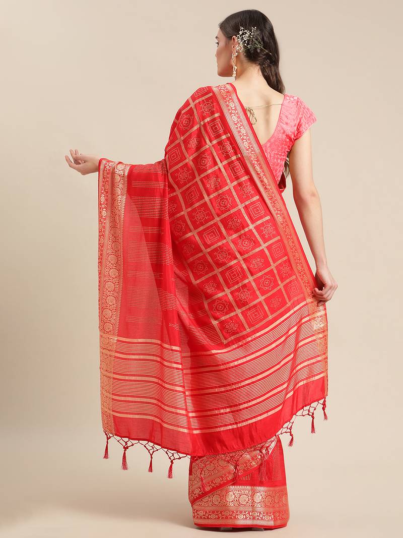 Shraddha Arya Designer Red woven art silk saree with blouse