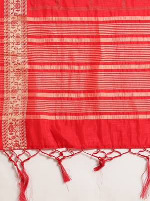 Shraddha Arya Designer Red woven art silk saree with blouse 11