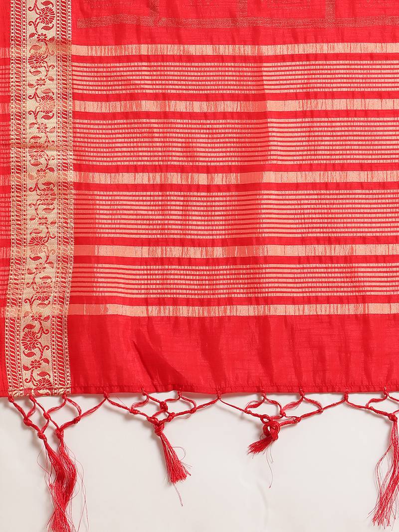 Shraddha Arya Designer Red woven art silk saree with blouse