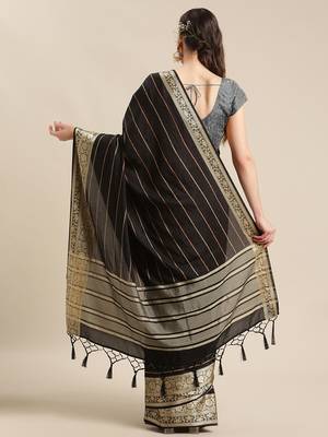 Shraddha Arya Designer Black woven art silk saree with blouse 10