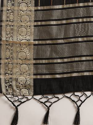 Shraddha Arya Designer Black woven art silk saree with blouse 12