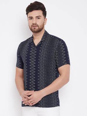 Blue Printed Viscose Rayon Shirt 3
