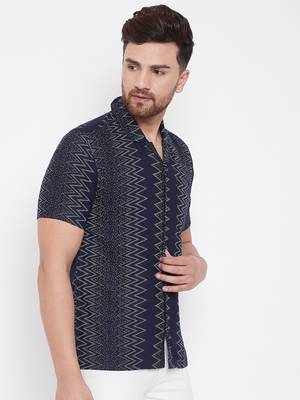 Blue Printed Viscose Rayon Shirt 4