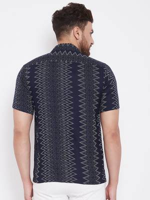 Blue Printed Viscose Rayon Shirt 5