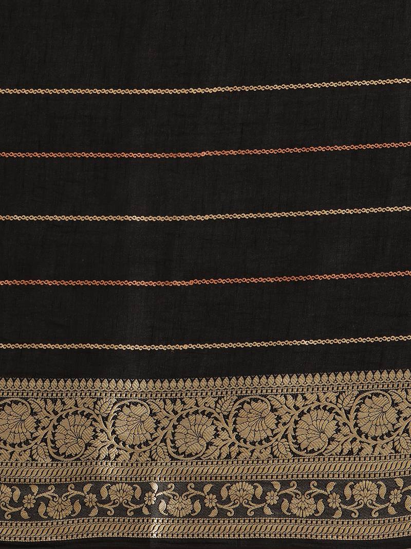 Shraddha Arya Designer Black woven art silk saree with blouse