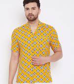 Yellow Printed Viscose Rayon Shirt