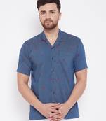 Blue Printed Viscose Rayon Shirt
