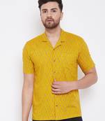 Yellow Printed Viscose Rayon Shirt