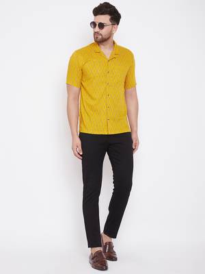 Yellow Printed Viscose Rayon Shirt 2