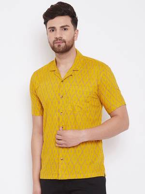 Yellow Printed Viscose Rayon Shirt 3