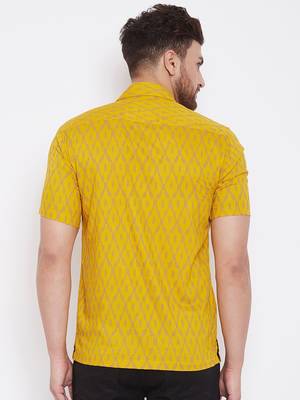 Yellow Printed Viscose Rayon Shirt 5