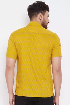 Yellow Printed Viscose Rayon Shirt