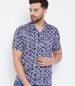 Blue Printed Viscose Rayon Shirt