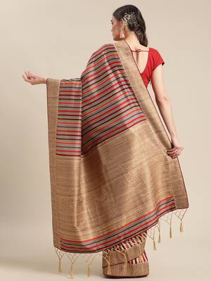 Shraddha arya multicolor woven tussar_silk saree with blouse 9