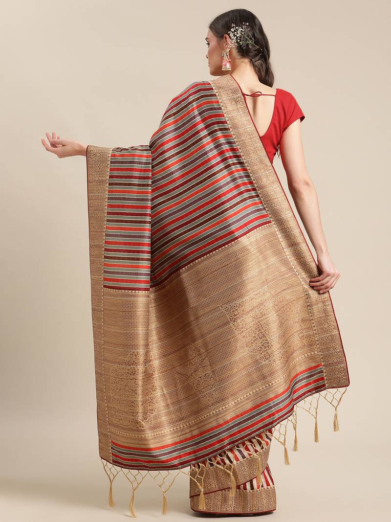 Shraddha arya multicolor woven tussar_silk saree with blouse