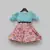 Blue Organza and Pink Printed Dress