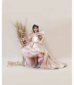 Peach Sequins High Low Dress