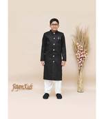 Black Silk Ajkan with Off White Salwar