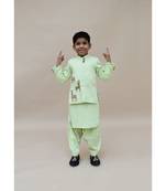 Green Jacket with Kurta and Salwar