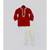 Red Cotton Silk Kurta with Golden Embroidery and Off White Pant