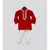 Red Cotton Silk Kurta with Golden Embroidery and Off White Pant