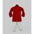 Red Cotton Silk Kurta with Golden Embroidery and Off White Pant