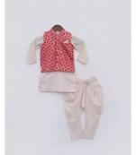 Red Golden Embroidery Jacket with Golden Kurta and Chudidar