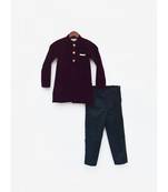 Wine Bandgala with Black Pant