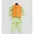 Green Kurta Pant with Orange Stripe Print Jacket