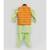 Green Kurta Pant with Orange Stripe Print Jacket