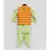 Green Kurta Pant with Orange Stripe Print Jacket