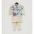 Light Fawn Kurta Pant with Blue Floral Print Jacket