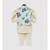 Light Fawn Kurta Pant with Blue Floral Print Jacket