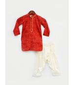 Red Bandhej Kurta with Salwar