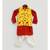 Red Bandhej Kurta with Yellow Embroidery Jacket and Salwar