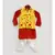 Red Bandhej Kurta with Yellow Embroidery Jacket and Salwar