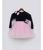 Black Velvet and Pink Glitter Organza Frock