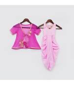 Pink Dhoti Jumpsuit with Pink Georgette Jacket