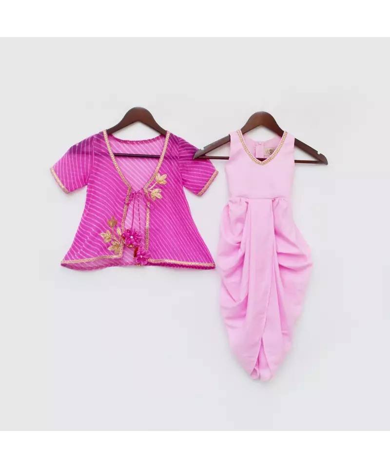 Pink Dhoti Jumpsuit with Pink Georgette Jacket
