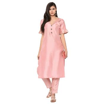 Pink printed art silk kurtas-and-kurtis 1