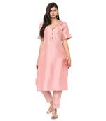 Pink printed art silk kurtas-and-kurtis