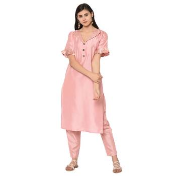 Pink printed art silk kurtas-and-kurtis 2