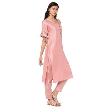 Pink printed art silk kurtas-and-kurtis 4