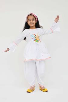 White Peplum Kurti and Dhoti