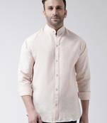 Beige plain cotton mens-casual-shirts
