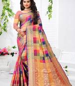 Multicolor woven faux banarasi saree with blouse
