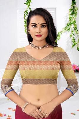 Multicolor woven banarasi silk saree with blouse 4