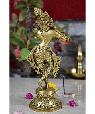 Vintage Gulley Brass Krishna Antique Standing Idol 2