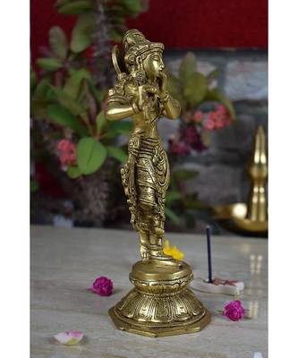 Vintage Gulley Brass Krishna Antique Standing Idol 1