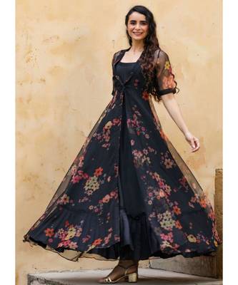 Black Rayon Designer Kurti With strug 1